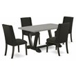 Pemberly Row 5-Piece Wood Dining Table Set in Black and Cement