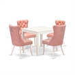 Pemberly Row 5-Piece Dinette Set in Linen White and Beige Red Finish