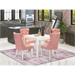 Pemberly Row 5-Piece Dinette Set in Linen White and Beige Red Finish