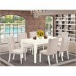 Pemberly Row 7-Piece Dinette Set with Linen Fabric Chairs in Cream