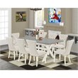 Pemberly Row 9-Piece Dining Set with Cross-Leg Table and Beige Chairs