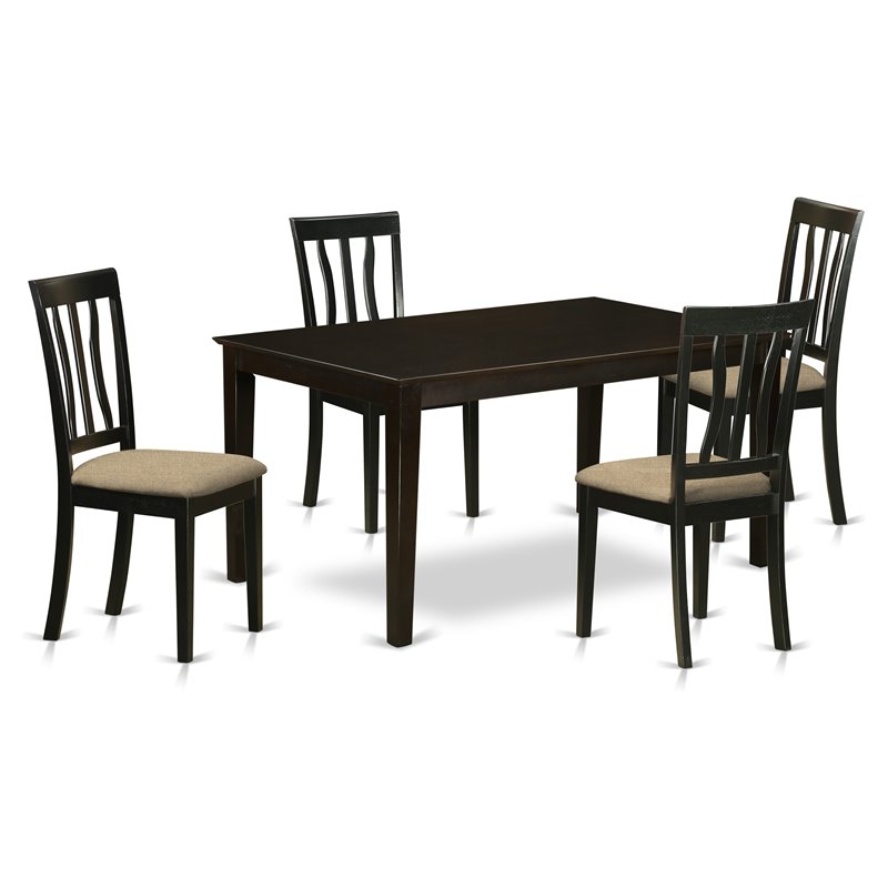 Pemberly Row 5-Piece Wood Dining Set with Rectangular Table in Cappuccino
