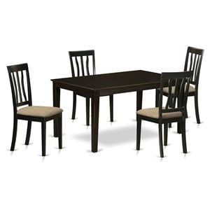 Pemberly Row 5-Piece Wood Dining Set with Rectangular Table in Cappuccino