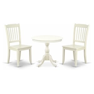 Pemberly Row 3-Piece Wood Pedestal Dining Set in Linen White Finish