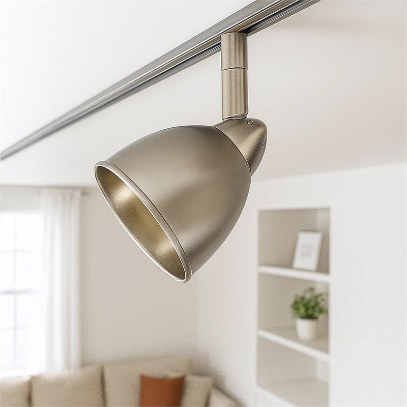 Pemberly Row Round Metal Shade GU-10 Track Light Head in Silver