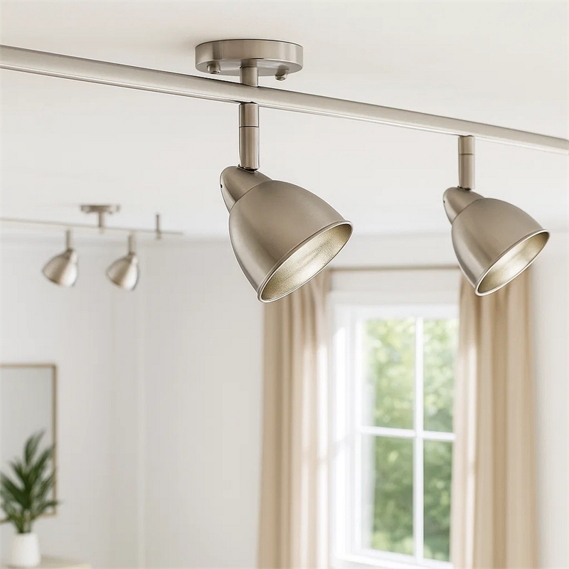 Pemberly Row Round Metal Shade GU-10 Track Light Head in Silver