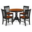 Pemberly Row 5-Piece Wood Dining Set with Round Table in Black/Cherry