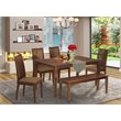 Pemberly Row 6-Piece Wood Dining Set with Bench in Mahogany Finish