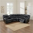 Pemberly Row Qox Power Reclining Sectional with USB and Storage in Black