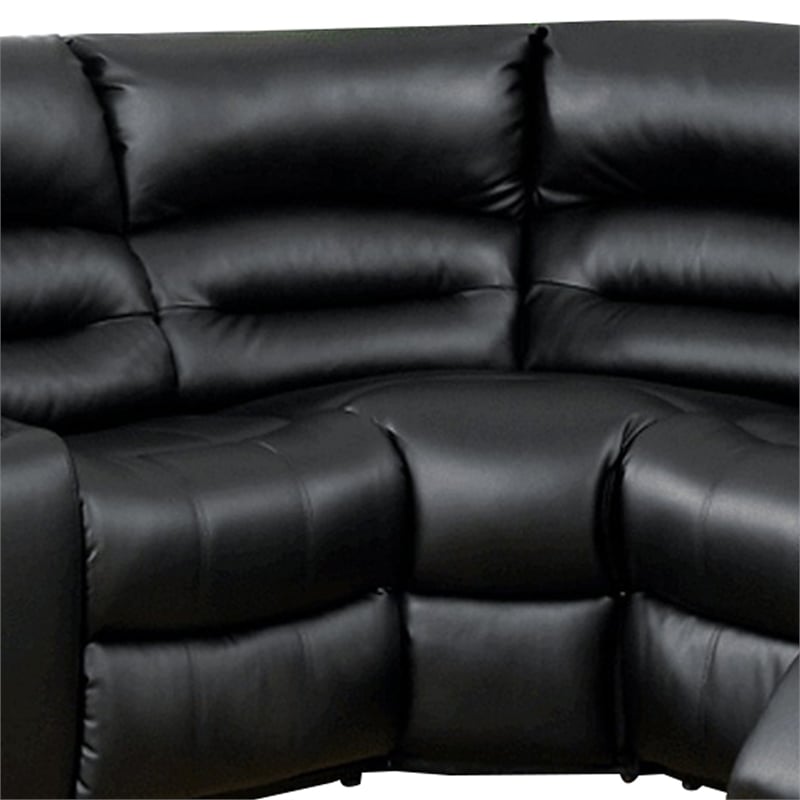 Pemberly Row Qox Power Reclining Sectional with USB and Storage in Black