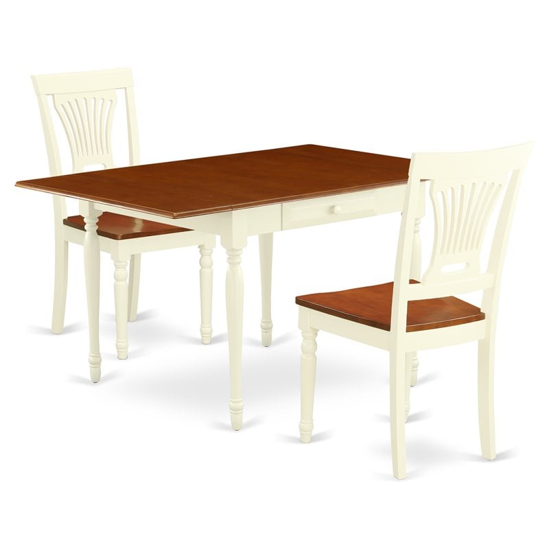 Pemberly Row 3-Piece Wood Dining Table Set in Buttermilk & Cherry Finish