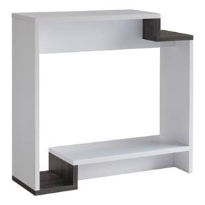 Pemberly Row 36&quot Console Table with Multilevel Shelves in Gray/White