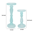 Pemberly Row Qui Pedestal Candle Holder Set of 2 in Blue Glass