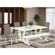 Pemberly Row 6-Piece Rubber Wood Dining Table Set in Linen White