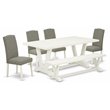 Pemberly Row 6-Piece Rubber Wood Dining Table Set in Linen White