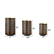 Pemberly Row Moroccan Lattice Lantern Candle Holders Set of 3 in Gold/Black