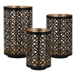 Pemberly Row Moroccan Lattice Lantern Candle Holders Set of 3 in Gold/Black