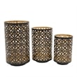 Pemberly Row Moroccan Lattice Lantern Candle Holders Set of 3 in Gold/Black