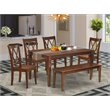 Pemberly Row 6-Piece Wood Dining Set with X-Back Chairs in Mahogany