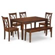 Pemberly Row 6-Piece Wood Dining Set with X-Back Chairs in Mahogany