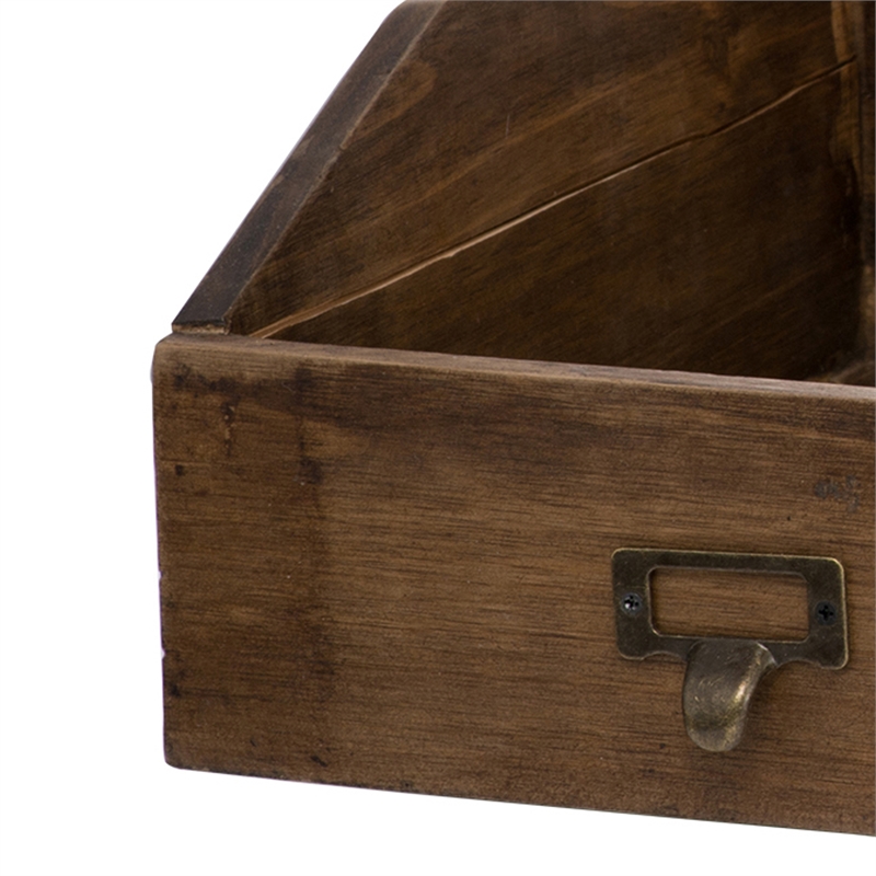 Pemberly Row Fir Wood Storage Box Set of 4 with Metal Handles in Brown