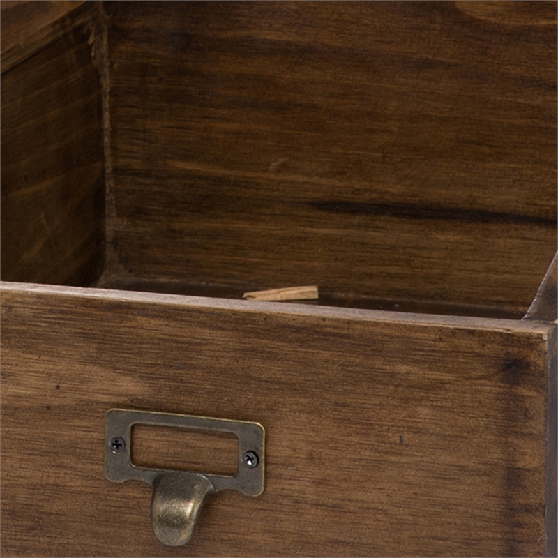 Pemberly Row Fir Wood Storage Box Set of 4 with Metal Handles in Brown