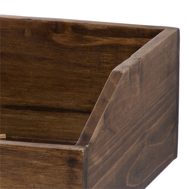 Pemberly Row Fir Wood Storage Box Set of 4 with Metal Handles in Brown