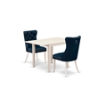Pemberly Row 3-Piece Faux Leather Dining Set in Linen White/Navy