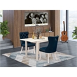 Pemberly Row 3-Piece Faux Leather Dining Set in Linen White/Navy