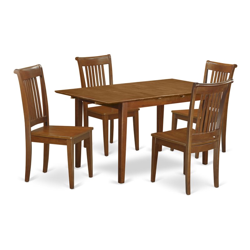 Pemberly Row 5-Piece Wood Table and Dining Chair Set in Saddle Brown