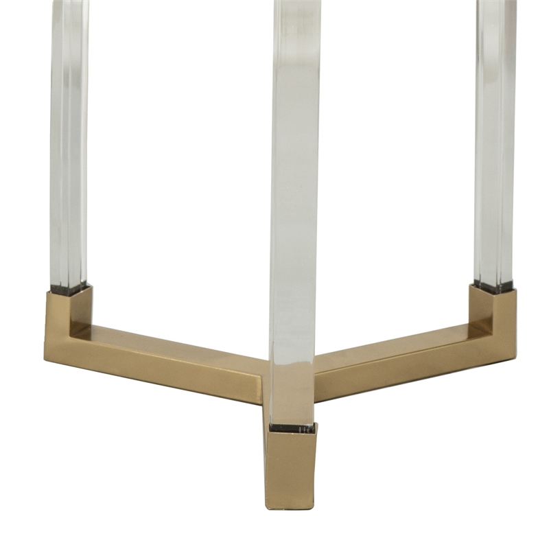 Pemberly Row Glass Accent Table Set of 2 with Acrylic Legs in Gold