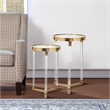 Pemberly Row Glass Accent Table Set of 2 with Acrylic Legs in Gold