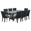 Pemberly Row 9-Piece Rectangular Dining Set in Wire Brushed Black