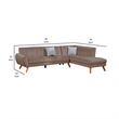 Pemberly Row Lynn 2-Piece Sectional Sofa Set with Chaise in Brown Velvet