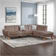 Pemberly Row Lynn 2-Piece Sectional Sofa Set with Chaise in Brown Velvet
