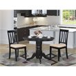 Pemberly Row 3-Piece Round Extendable Wood Dining Set in Black