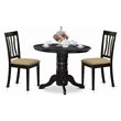 Pemberly Row 3-Piece Round Extendable Wood Dining Set in Black