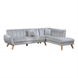 Pemberly Row Lynn 2-Piece Sectional Sofa with Chaise in Light Gray Velvet