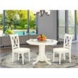 Pemberly Row 3-Piece Round Wood Dining Set in Linen White Finish