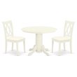 Pemberly Row 3-Piece Round Wood Dining Set in Linen White Finish