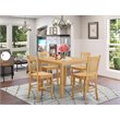Pemberly Row 5-Piece Wood Dining Set with Bar Stools in Oak Finish