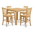Pemberly Row 5-Piece Wood Dining Set with Bar Stools in Oak Finish