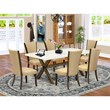 Pemberly Row 7-Piece Dining Set with Acacia Wood Table and Parson Chairs