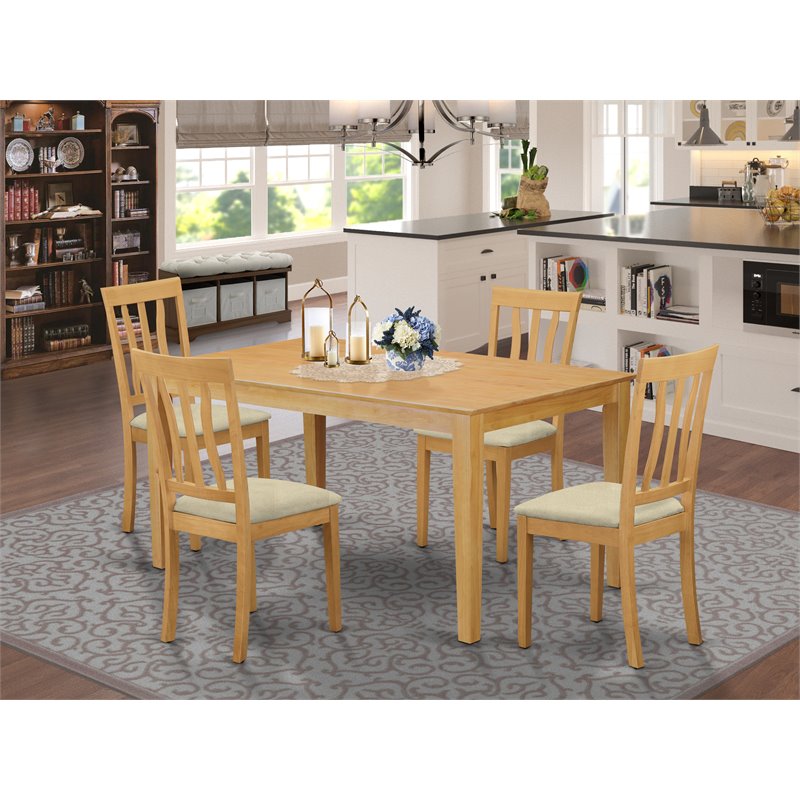 Pemberly Row 5-Piece Wood Kitchen Dining Table Set in Oak Finish
