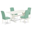 Pemberly Row X-Style 5-Piece Wood Dining Set in White and Pound Finish