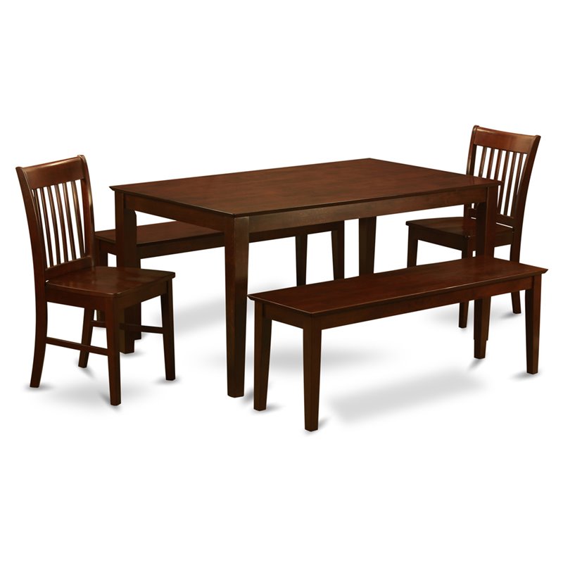 Pemberly Row 5-Piece Wood Dinette Set with Slatted Chairs in Mahogany
