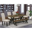 Pemberly Row X-Style 6-Piece Wood Dining Set in Black and Doeskin