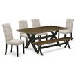 Pemberly Row X-Style 6-Piece Wood Dining Set in Black and Doeskin