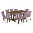 Pemberly Row V-Style 9-Piece Wood Dining Set in Dahlia Purple Finish