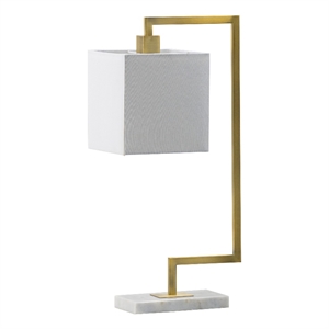 Pemberly Row 25&quot Table Lamp with Square Shade and Marble Base in Gold